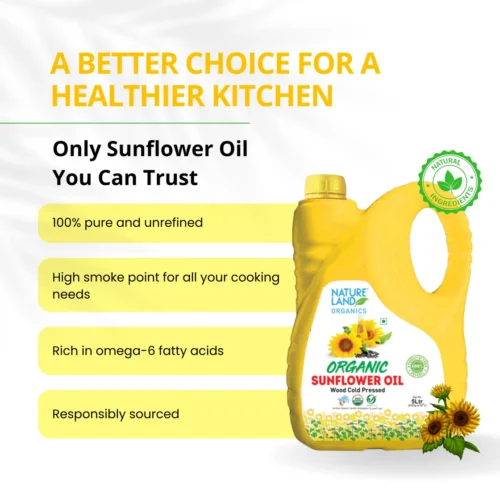 Organic Wood Cold Pressed Sunflower Oil 5 Ltr - Image 3