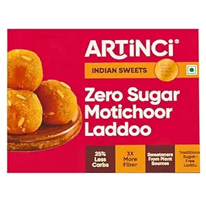 Artinci Sugar Free Motichoor Laddoo, Low Carb Diabetic-Friendly Sweets, Desi Ghee Indian Mithai (400g)
