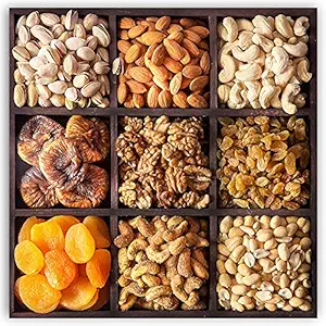 HyperFoods RawFruit Dry Fruit Gift Pack Basic Dark Wood Gift Hamper| 1800 Grams