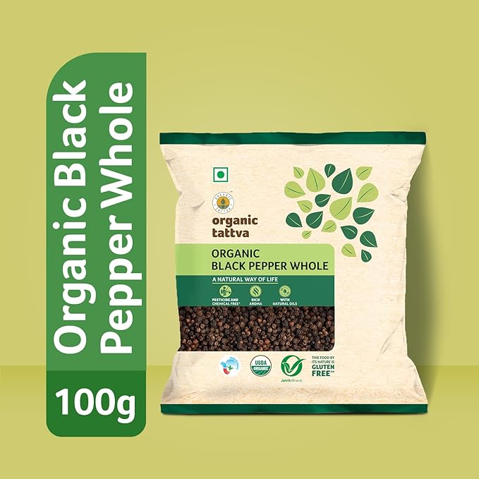 Organic Tattva, Organic Gluten Free Black Pepper/Kali Mirch - 100G - Image 3