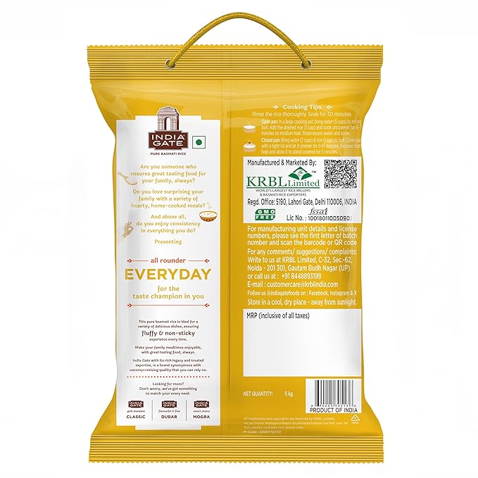 India Gate Basmati Rice Everyday 5 kg - Image 3