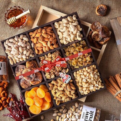 HyperFoods RawFruit Dry Fruit Gift Pack Basic Dark Wood Gift Hamper| 1800 Grams - Image 2