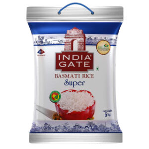 India Gate Basmati Rice Bag, Super, 5kg - Finest Quality Basmati Rice