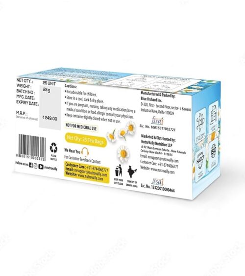 NutroVally Chamomile Tea for Stress Relief | Chamomile Green Tea Bags Box (3 x 25 Bags)(Pack of 3) - Image 2